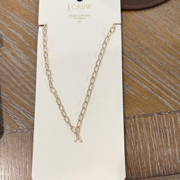 J. Crew Golden Tone Link Long paper-clip charm chain Necklace NWT 18 inches - Picture 3 of 4